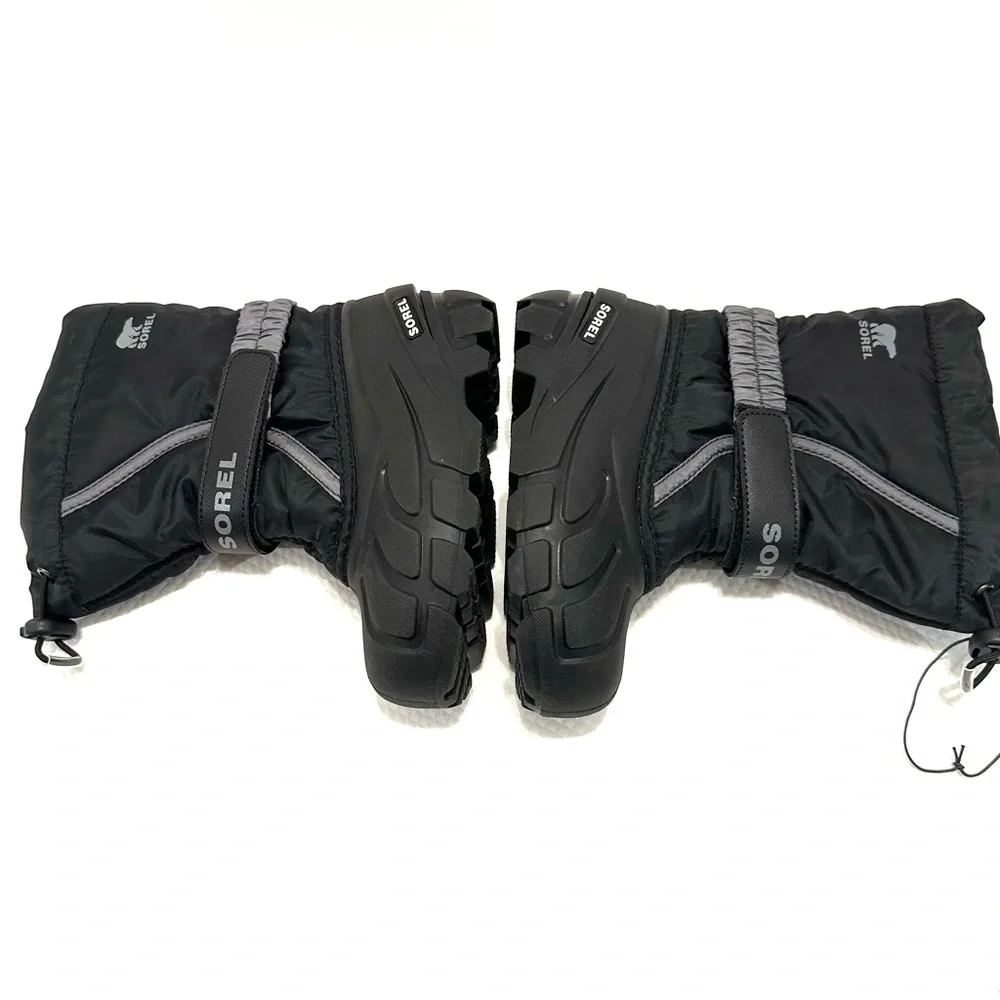 Sorel Toddler 12 Black Insulated Snow Boots Velcro Ankle‎ Straps Toggle Top